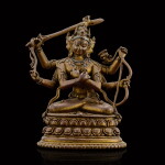 A copper and silver-inlaid copper alloy figure of Manjuvajra Eastern India, Pala, 12th century| 十二世紀 東印度帕拉銅錯銀文殊金剛像