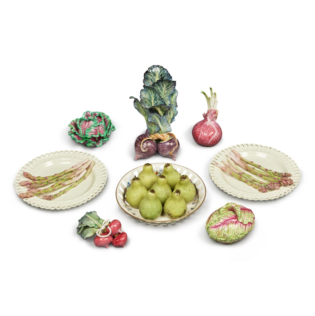 View full screen - View 1 of Lot 1230. A Group of Porcelain Trompe l'oeil Vegetable-form Wares and Table Decorations, 19th Century and Later.