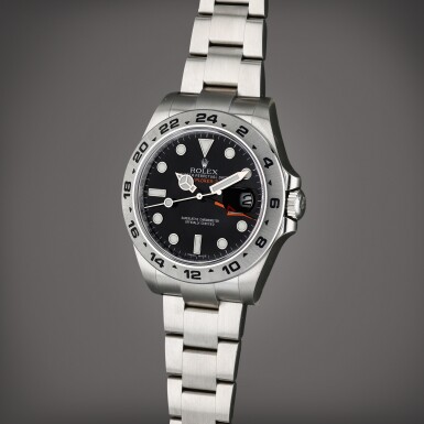 View full screen - View 1 of Lot 28. Reference 216570 Explorer II | A stainless steel automatic wristwatch with date, 24 hours indication, and bracelet, Circa 2015.