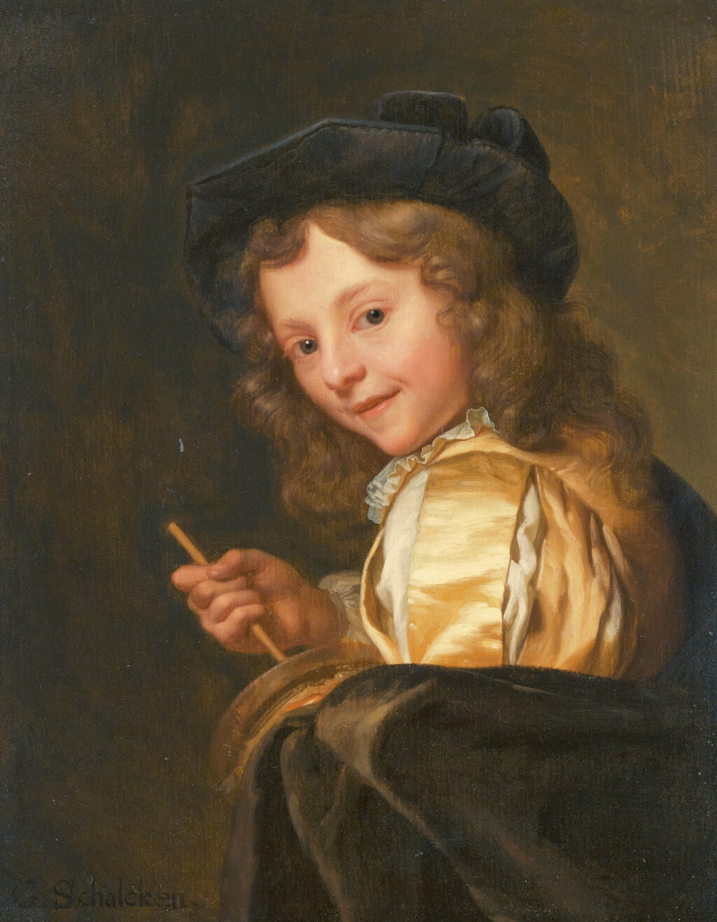 View full screen - View 1 of Lot 24. A young boy playing a rommelpot.