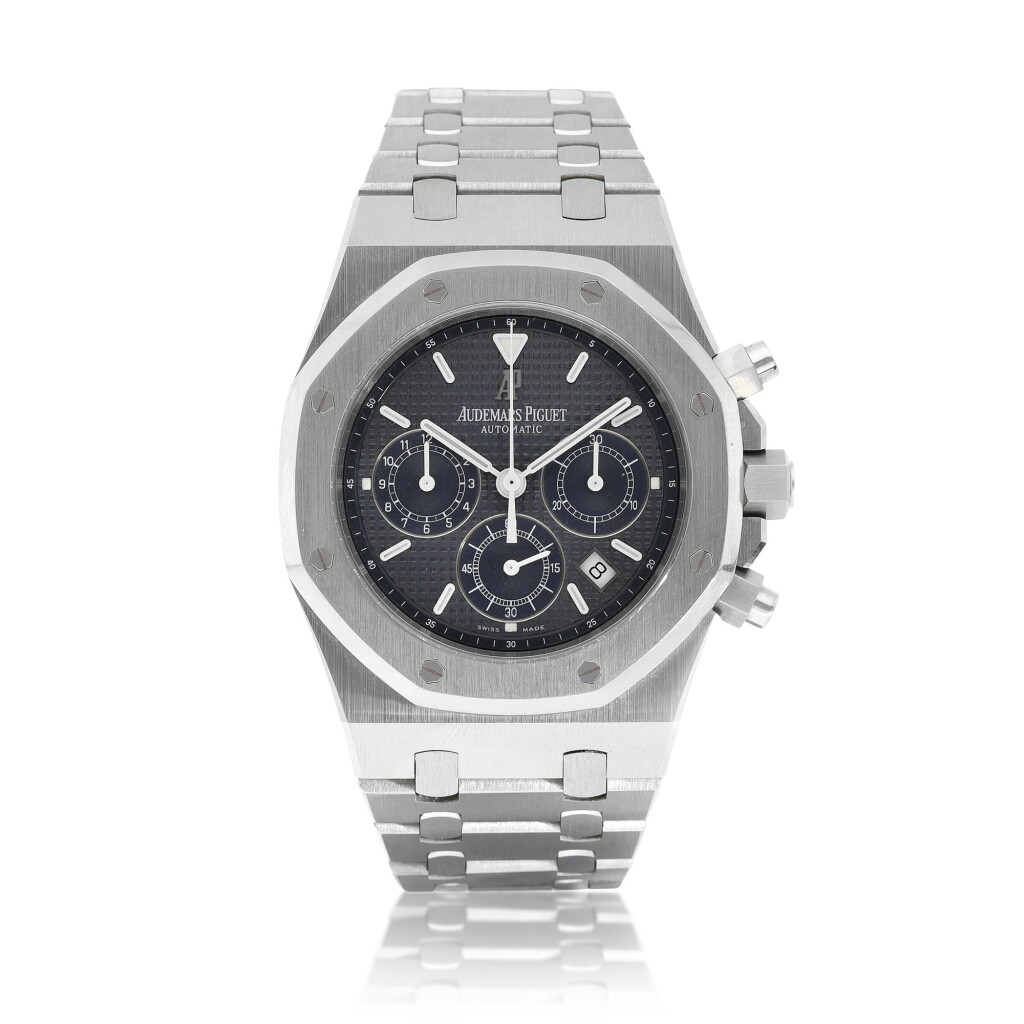 View full screen - View 1 of Lot 9202. Audemars Piguet | Royal Oak "KASPAROV", Reference 25860ST, A stainless steel chronograph bracelet watch with date, Circa 2005 | 愛彼 | 皇家橡樹系列 型號25860ST 精鋼計時鏈帶腕錶,備日期顯示,約2005年製.