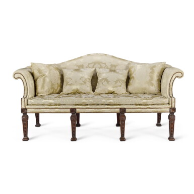 View full screen - View 1 of Lot 49. A George II mahogany sofa, circa 1740, after William Kent.