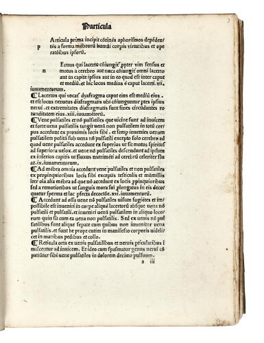 View full screen - View 1 of Lot 197. Maimonides, Aphorismi secundum doctrinam Galeni, Bologna, 1489, later vellum.