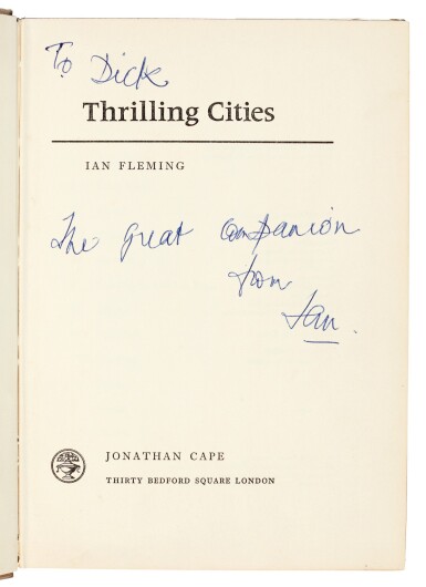 View full screen - View 1 of Lot 90. FLEMING | Thrilling Cities, 1963, first edition, presentation copy.