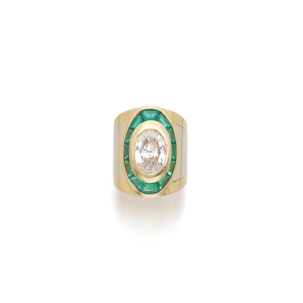View full screen - View 1 of Lot 1191. Diamond and emerald ring, 'Pharaon R.V.', circa 1988.