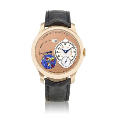 View full screen - View 1 of Lot 2158. Octa UTC | A pink gold dual time zone wristwatch with date and power reserve indication, Circa 2012 | F.P. Journe | Octa UTC | 粉紅金兩地時間腕錶,備日期及動力儲備顯示,約2012年製.