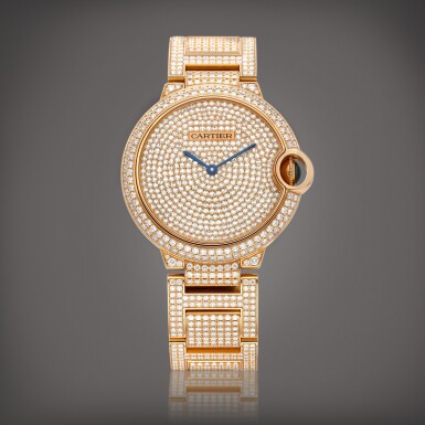 View full screen - View 1 of Lot 2121. Ballon Bleu, Reference 3271 | A pink gold and diamond-set bracelet watch, Circa 2011 | 卡地亞 | Ballon Bleu 型號3271 | 粉紅金鑲鑽石鏈帶腕錶,約2011年製.