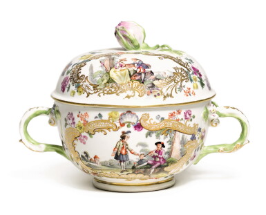 View full screen - View 1 of Lot 63. A Meissen circular écuelle and cover, Circa 1750.