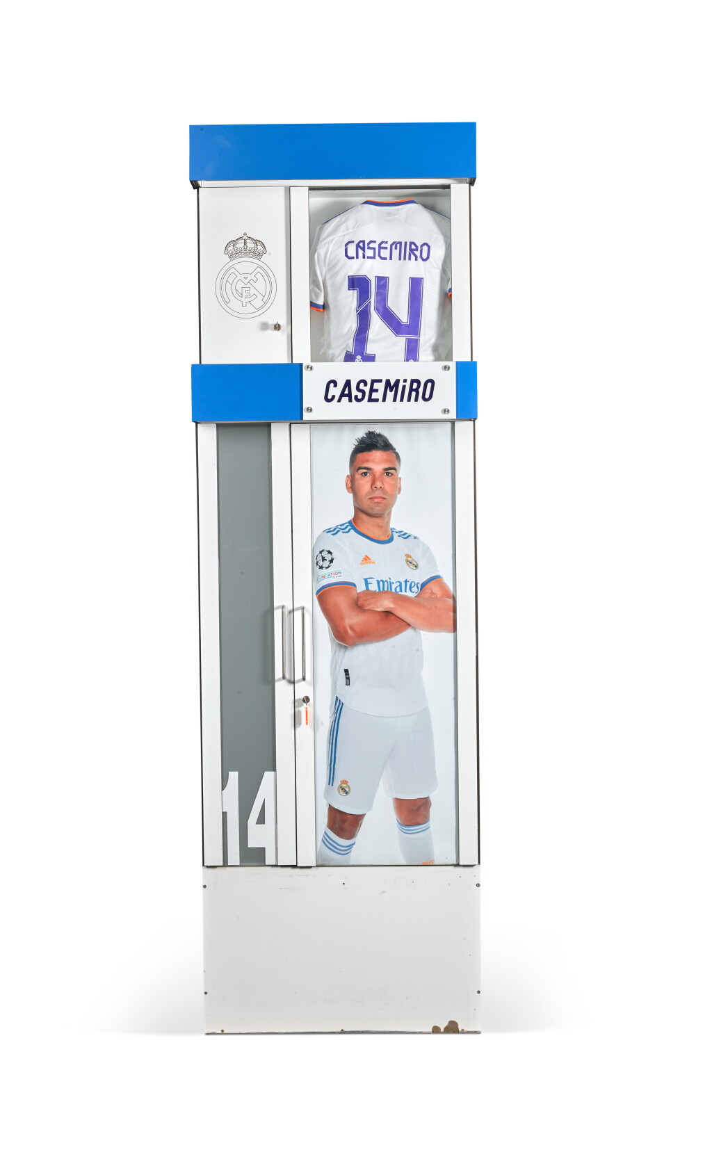 View full screen - View 1 of Lot 14. First Team Locker #14: The Real Madrid Santiago Bernabéu Stadium 2001/02 - 2021/22 | Casemiro, Chicharito, Xabi Alonso, Guti.