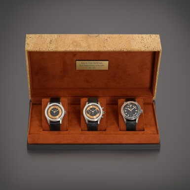 View full screen - View 1 of Lot 84. A limited edition set of three titanium watches celebrating the 50th anniversary of the United Arab Emirates in a cork presentation case | Circa 2021.