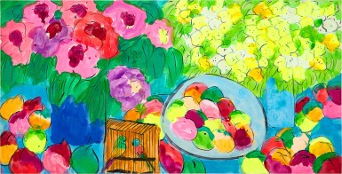 View full screen - View 1 of Lot 707. Walasse Ting 丁雄泉 | Still Life with Fruits and Flowers 花果靜物.