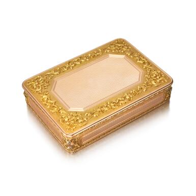 View full screen - View 1 of Lot 99. A Four-Colored Gold Snuff Box, Probably Charles Colins & Soehne, Hanau, circa 1815/1820.