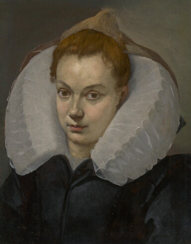 View full screen - View 1 of Lot 15. BOLOGNESE SCHOOL, LATE 16TH CENTURY | Portrait of a young woman, bust-length, wearing a white ruff.