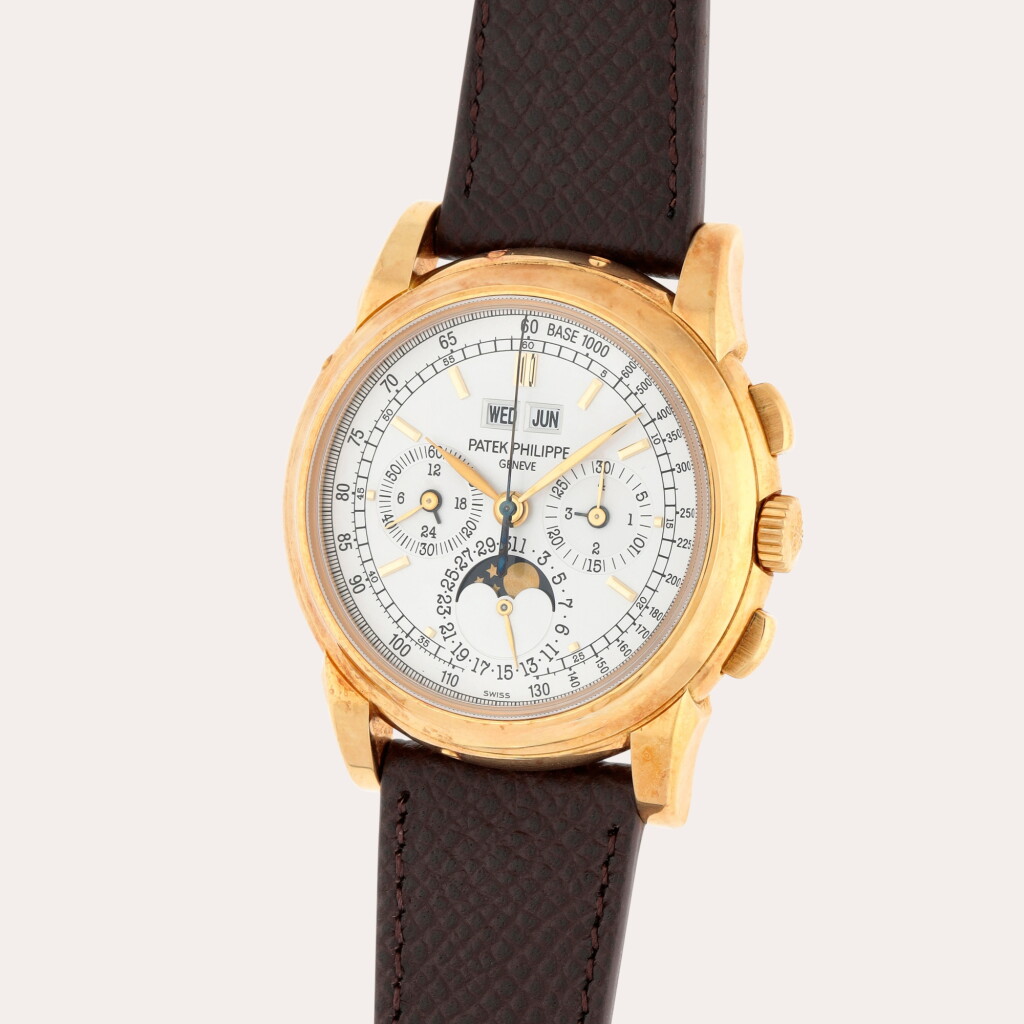 View full screen - View 1 of Lot 151. Reference 5970J-001 | A yellow gold perpetual calendar chronograph wristwatch with moon phases, leap year and 24-hour indication | Circa 2007.