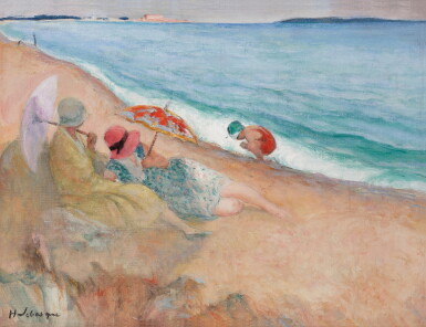 View full screen - View 1 of Lot 309. Deux femmes et un enfant au bord de la mer.