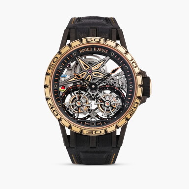View full screen - View 1 of Lot 2219. Excalibur Spider Double Tourbillon, Reference DBEX0674 | A limited edition pink gold and forged carbon skeletonised double flying tourbillon wristwatch with power reserve indication, Circa 2018.