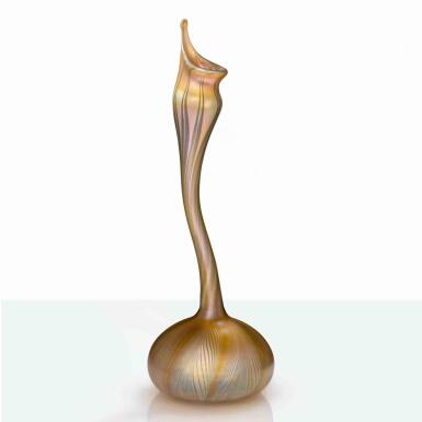 View full screen - View 1 of Lot 10. Decorated "Gooseneck" Vase.