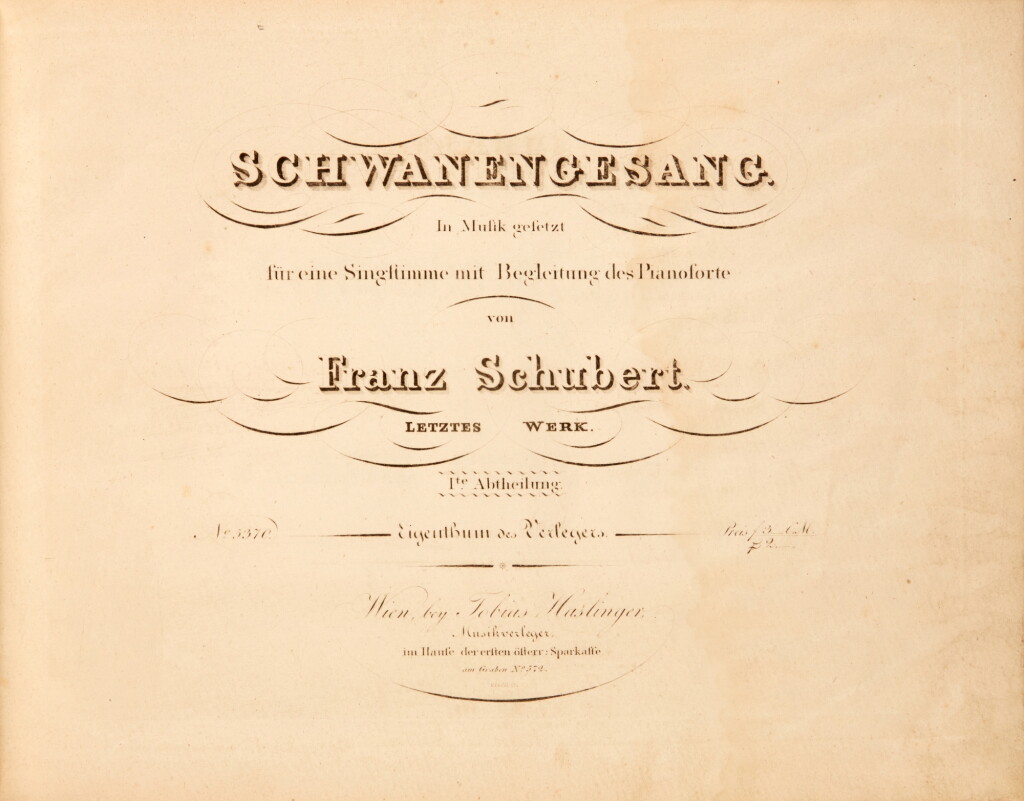 View full screen - View 1 of Lot 37. F. Schubert. "Schwanengesang", first edition, second issue, c.1829.