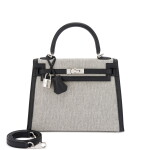 Black Swift and Ecru Toile Kelly 25 Sellier Palladium Hardware, 2025
