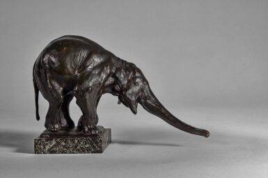 View full screen - View 1 of Lot 37. Éléphant d'Asie "Il y arrivera," Petit Modèle.