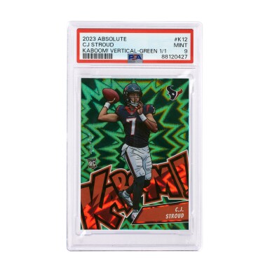 View full screen - View 1 of Lot 11. 2023 Panini Absolute Vertical KABOOM! Green #K12 CJ Stroud - PSA 9 | 1 of 1 | Rookie Card.
