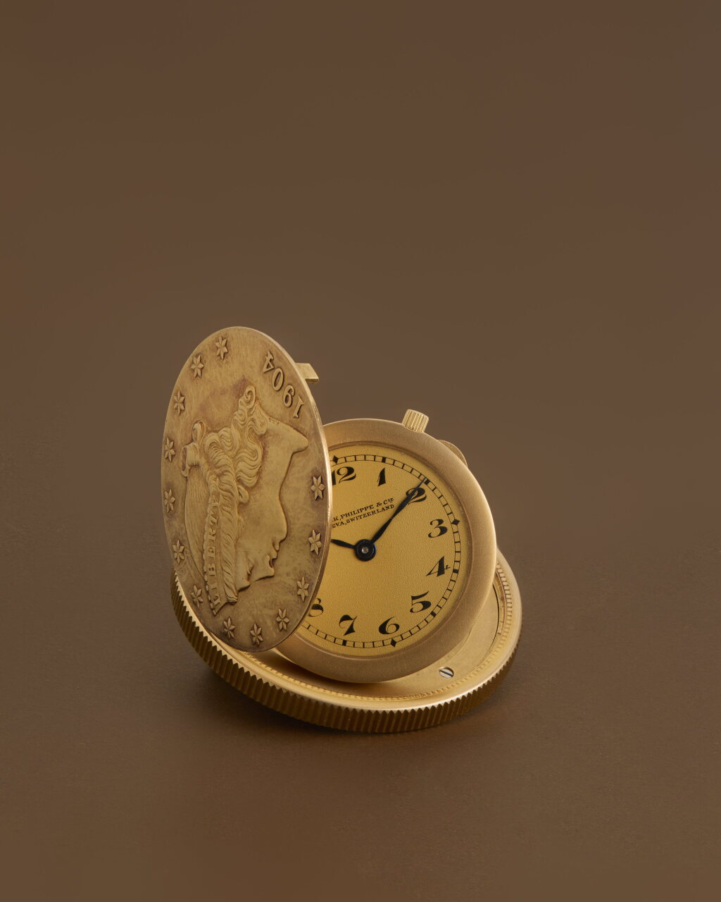 View full screen - View 1 of Lot 40. Made for Henry Graves Jr. 1904-S Twenty Dollar Double Eagle Coin | A rare and historically important yellow gold coin form watch, Made in 1925 and Sold in 1928.