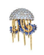 Moonstone, Sapphire and Diamond 'La Meduse' Clip-Brooch