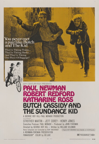 View full screen - View 1 of Lot 265. BUTCH CASSIDY AND THE SUNDANCE KID (1969) STYLE B POSTER, US.