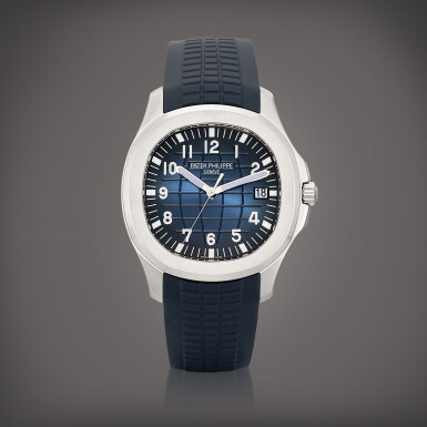 View full screen - View 1 of Lot 707. Aquanaut, Reference 5168 | A brand new white gold wristwatch with date, Circa 2018 | 百達翡麗 | Aquanaut 型號5168 | 全新白金腕錶,備日期顯示,約2018年製.