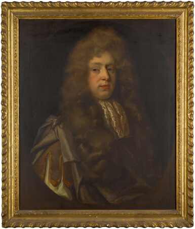 View full screen - View 1 of Lot 171. Portrait of a gentleman, half-length, wearing purple robes.
