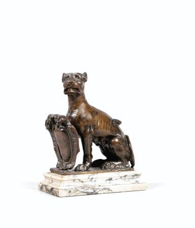 View full screen - View 1 of Lot 12. ITALY, FLORENCE, HALF 16TH CENTURY | SEATED PANTHER HOLDING A SHIELD .