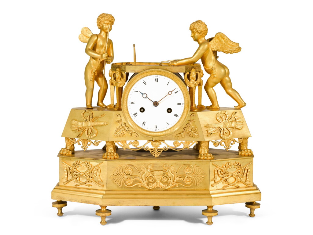 View full screen - View 1 of Lot 19. A gilt-bronze mantel clock, French Restauration, circa 1825 .