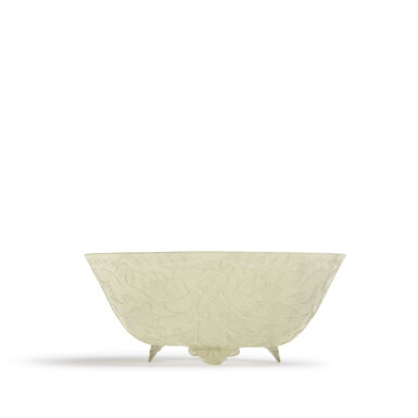 View full screen - View 1 of Lot 42. A Mughal-style white jade bowl, Qing dynasty .