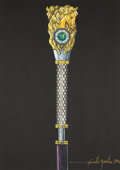 View full screen - View 1 of Lot 21. Design of a sword-cane made as a special request from a Head of State with accompanying NFT Circa 1996.