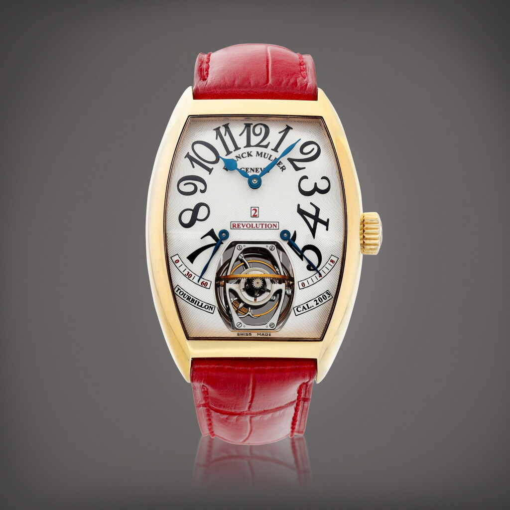 View full screen - View 1 of Lot 8761. Revolution 2 | A yellow gold three dimensional dual axis tourbillon wristwatch with retrograde seconds and eight minute cage rotation display, Circa 2003 | Revolution 2 | 黃金三維雙軸陀飛輪腕錶,備逆跳秒及八分鐘陀飛輪轉動顯示,約2003年製.