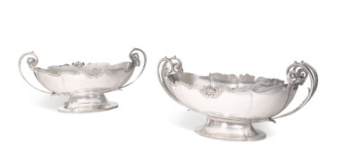 View full screen - View 1 of Lot 103. Two Near Matching Oval Silver Centerpieces, One Fassi Arno, Milan, 20th Century.