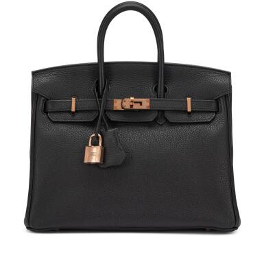 View full screen - View 1 of Lot 137. Black Togo Birkin 25 Rose Gold Hardware, 2021.