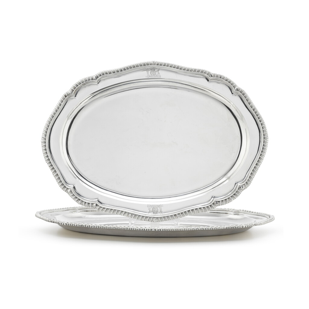 View full screen - View 1 of Lot 52. A pair of George III silver meat dishes, William Stroud, London, 1806.