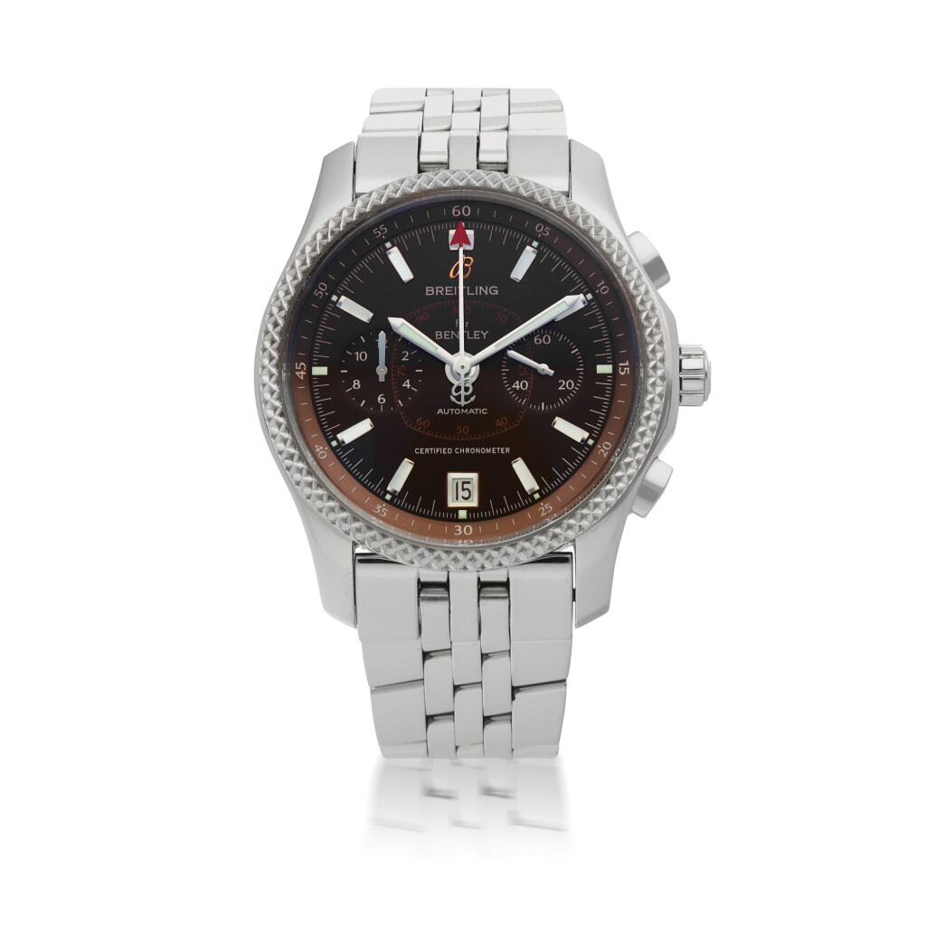 View full screen - View 1 of Lot 412. BREITLING | BREITLING FOR BENTLEY, REF P26362, STAINLESS STEEL AND PLATINUM CHRONOGRAPH WRISTWATCH WITH DATE AND BRACELET CIRCA 2010.