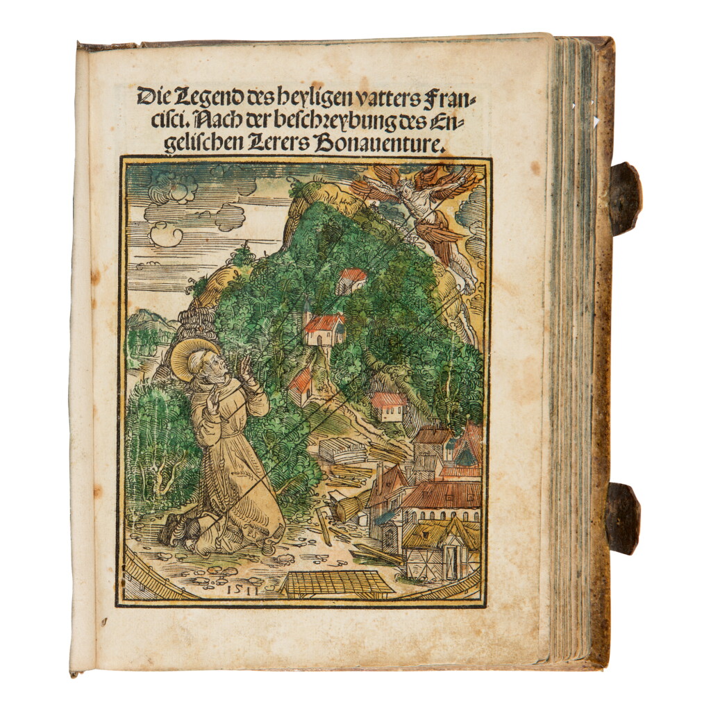 View full screen - View 1 of Lot 151. BONAVENTURE (SAINT) | 'Die Legend des heyligen Vatters Francisci.' Nuremberg: Hieronymus Holtzel for the heirs of Caspar Rosentaler, 7 April 1512.
