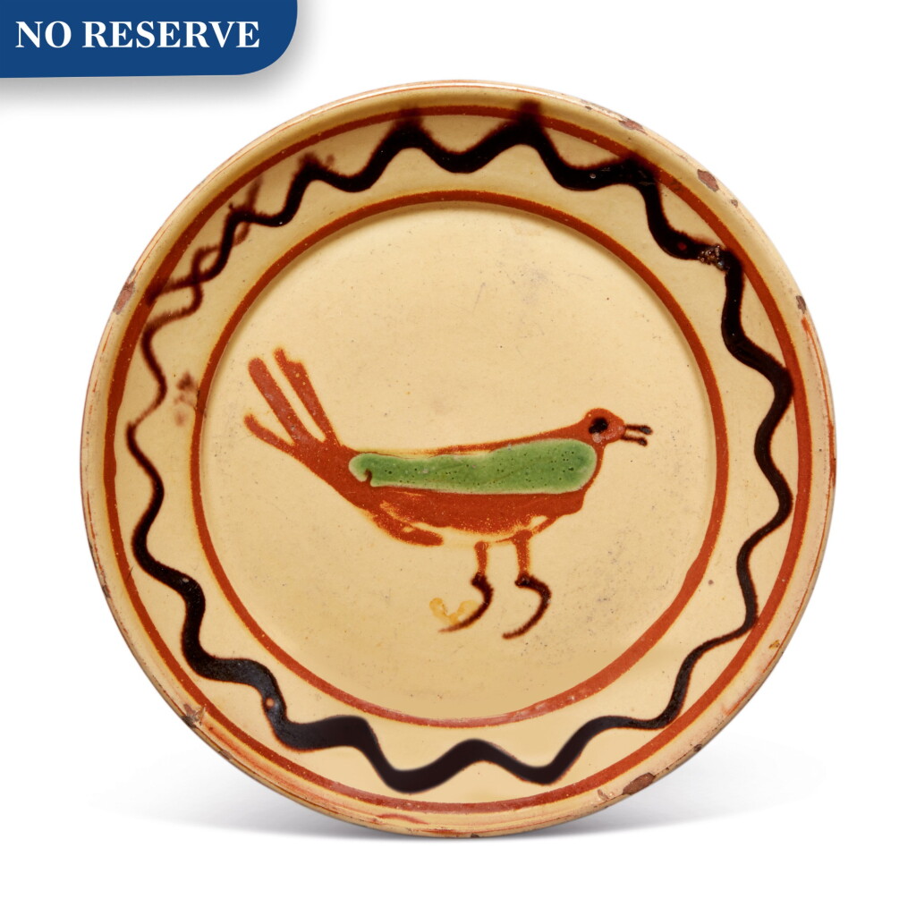 View full screen - View 1 of Lot 305. Glazed and Slip-Decorated Redware Pie Plate, Pennsylvania, circa 1790.