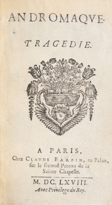 View full screen - View 1 of Lot 65. Andromaque. Barbin, 1668. Édition originale, 1er état. Exemplaire Firmin-Didot, relié par Lortic..
