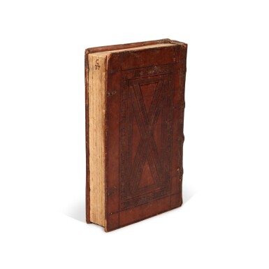 View full screen - View 1 of Lot 1046. Burchardus Urspergensis, Chronicum abbatis Urspergensis, Strassburg, 1538, contemporary Oxford blindtooled calf.