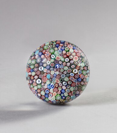 View full screen - View 1 of Lot 703. A Baccarat close-packed millefiori magnum paperweight, dated 1847.