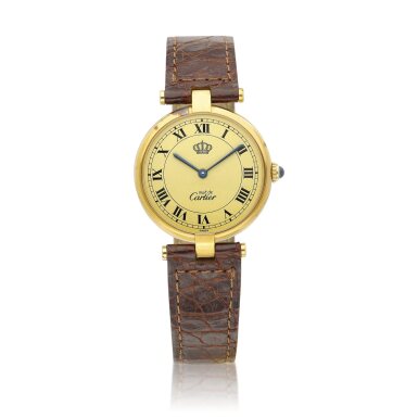 View full screen - View 1 of Lot 8708. Vendôme Vermeil, Reference 590003 A gold plated wristwatch, Circa 1990 | 卡地亞 Vendôme Vermeil 型號590003 | 鍍金腕錶,約1990年製.