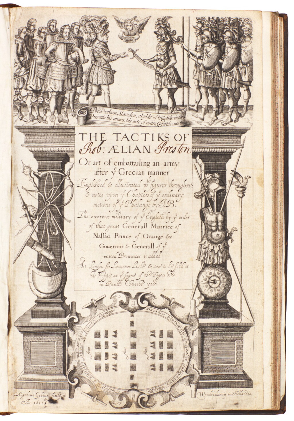 View full screen - View 1 of Lot 5. Aelianus Tacticus, translated by Bingham, London, 1616-1631, 2 volumes, calf.