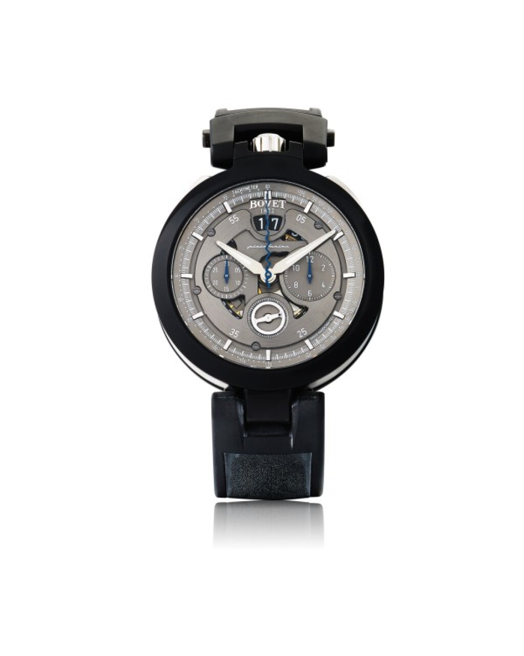 View full screen - View 1 of Lot 80. BOVET | CAMBIANO PININFARINA STAINLESS STEEL AND BLACK DLC CHRONOGRAPH WRISTWATCH WITH DATE AND CONVERTIBLE CASE CIRCA 2013.