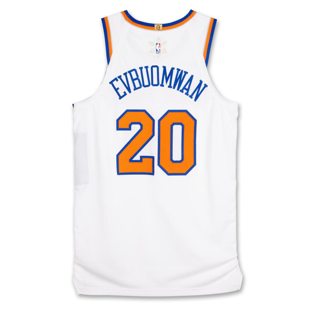 View full screen - View 1 of Lot 12. Tosan Evbuomwan ‘Christmas Day’ New York Knicks 2025-2026 Game Issued Association Edition Jersey.
