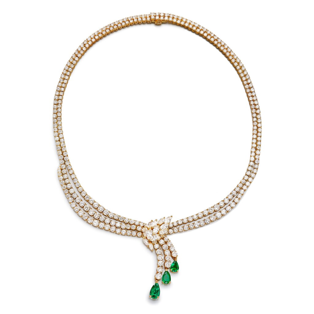 View full screen - View 1 of Lot 282. Emerald and Diamond Necklace | 祖母綠 配 鑽石 項鏈 .