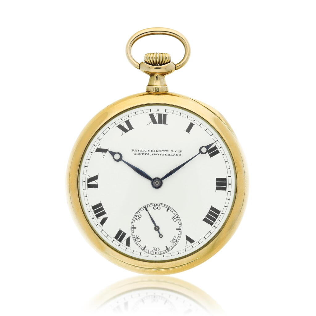 View full screen - View 1 of Lot 107. Retailed By Spaulding & Co.: A yellow gold open faced watch, Circa 1915.